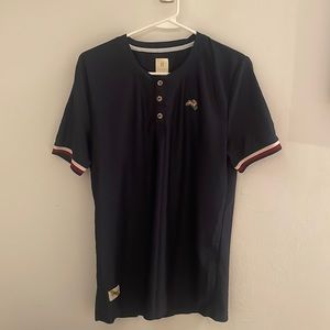 Navy Tracksmith Short sleeve tee with buttons